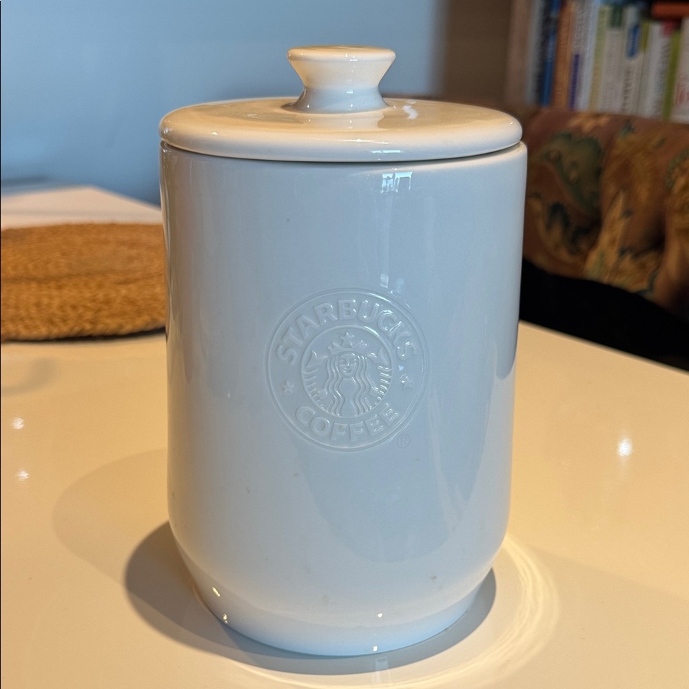 Starbucks White China Coffee Canister 2009